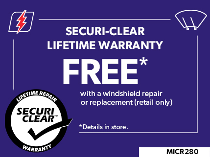 MICR280 - Securi Clear Lifetime Warranty FREE with a windshield repair or replacement (retail only)